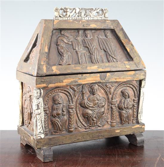 A Medieval style reliquary casket, 10in.